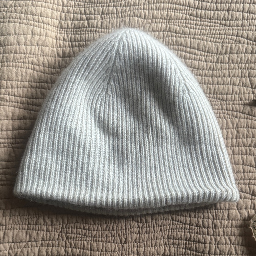 Babaton Cream Ribbed Cashmere Beanie Hat